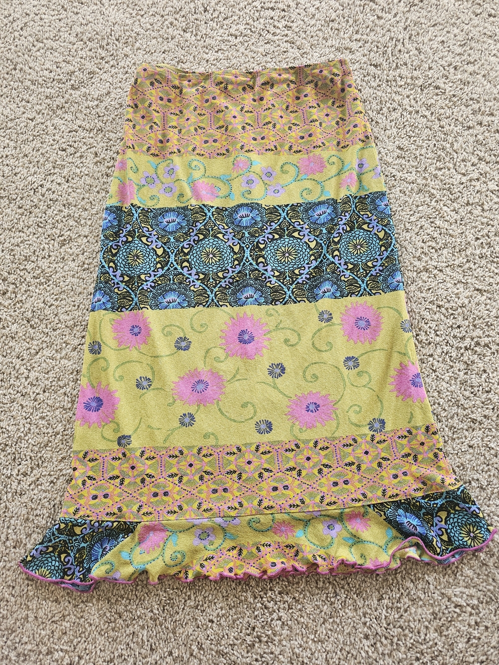 Vintage Tessuto Colorful 90s Y2k Floral Print Skirt - Picture 4 of 5
